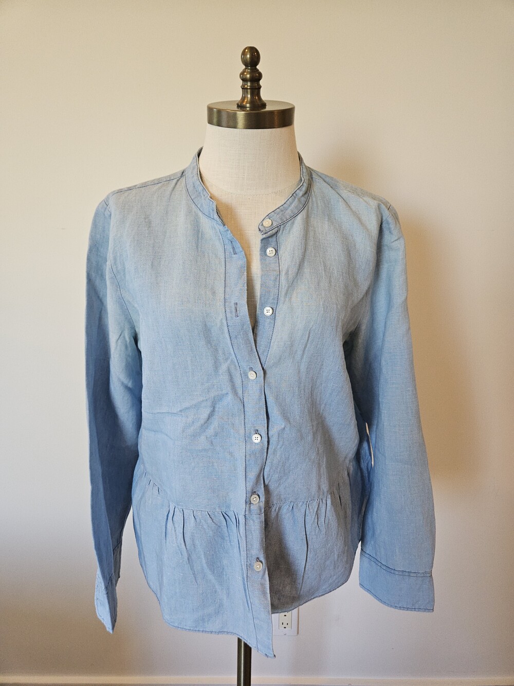 J.Crew Light Blue Button Front Blouse Size 8